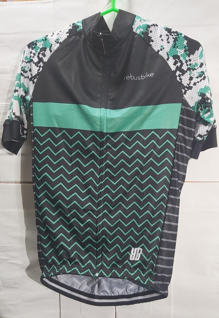 Conjunto Ciclismo verde con lineas Rebusbike short + jersey CCVRB-XL