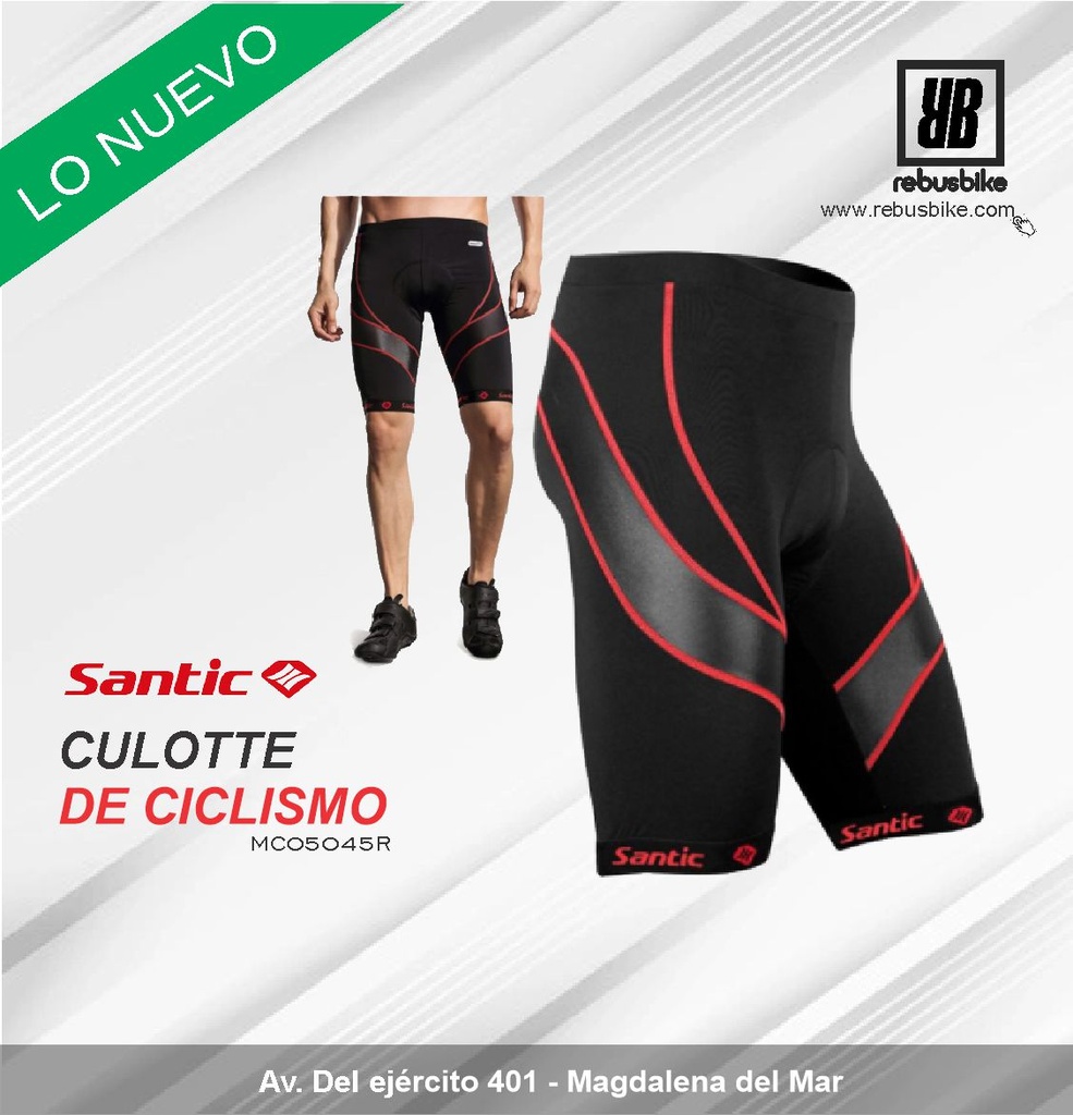 Culote con anti-shock negro/rojo Santic MC05045R-L