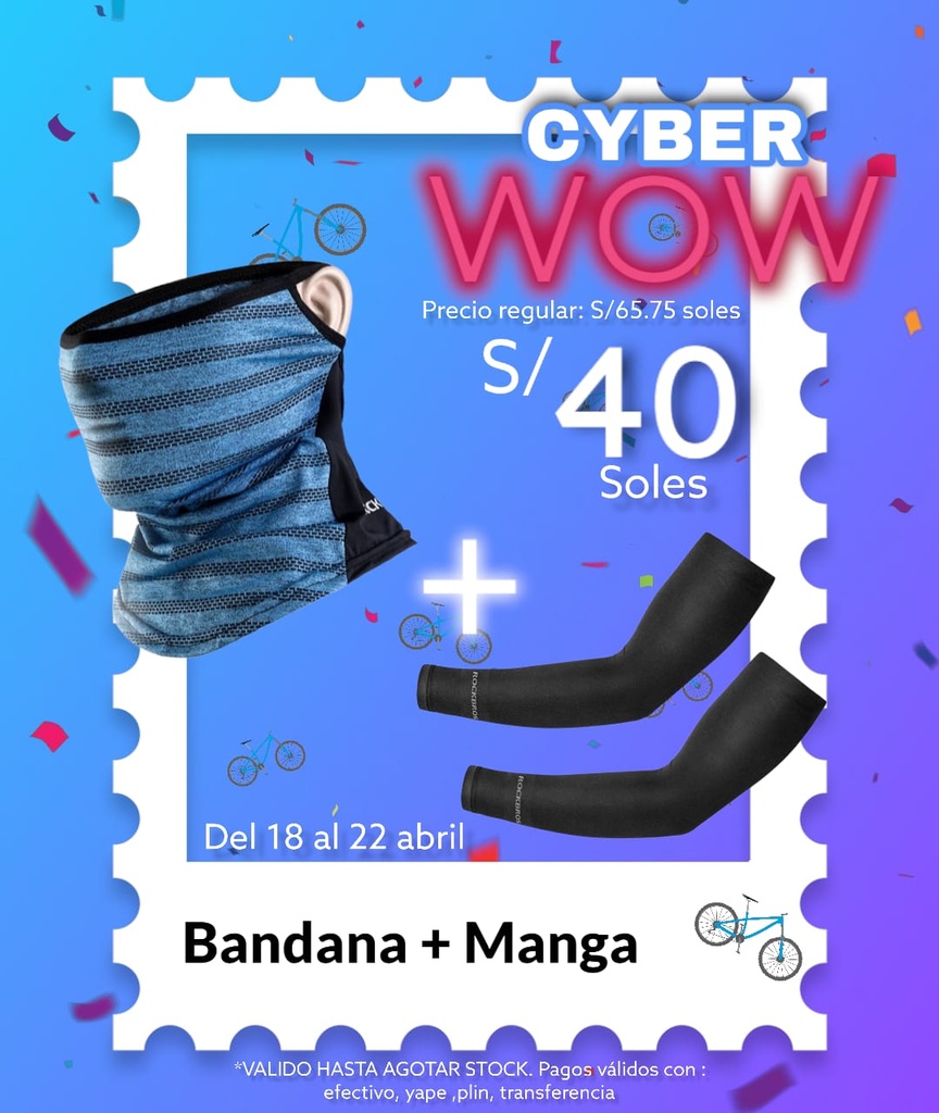 Pack Cyber WOW 3 [Bandana azul LF7367-2 + manga XT9002BK]