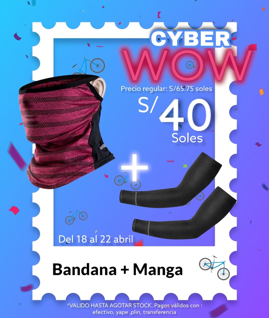 Pack Cyber WOW 4 [Bandana azul LF7367-3 + manga XT9002BK]