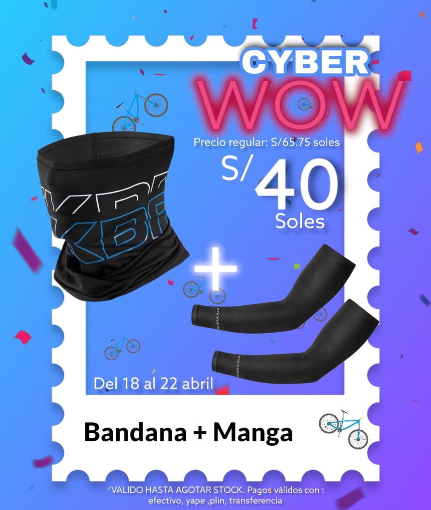 Pack Cyber WOW 5 [Bandana logo LF8049-1 + manga XT9002BK]