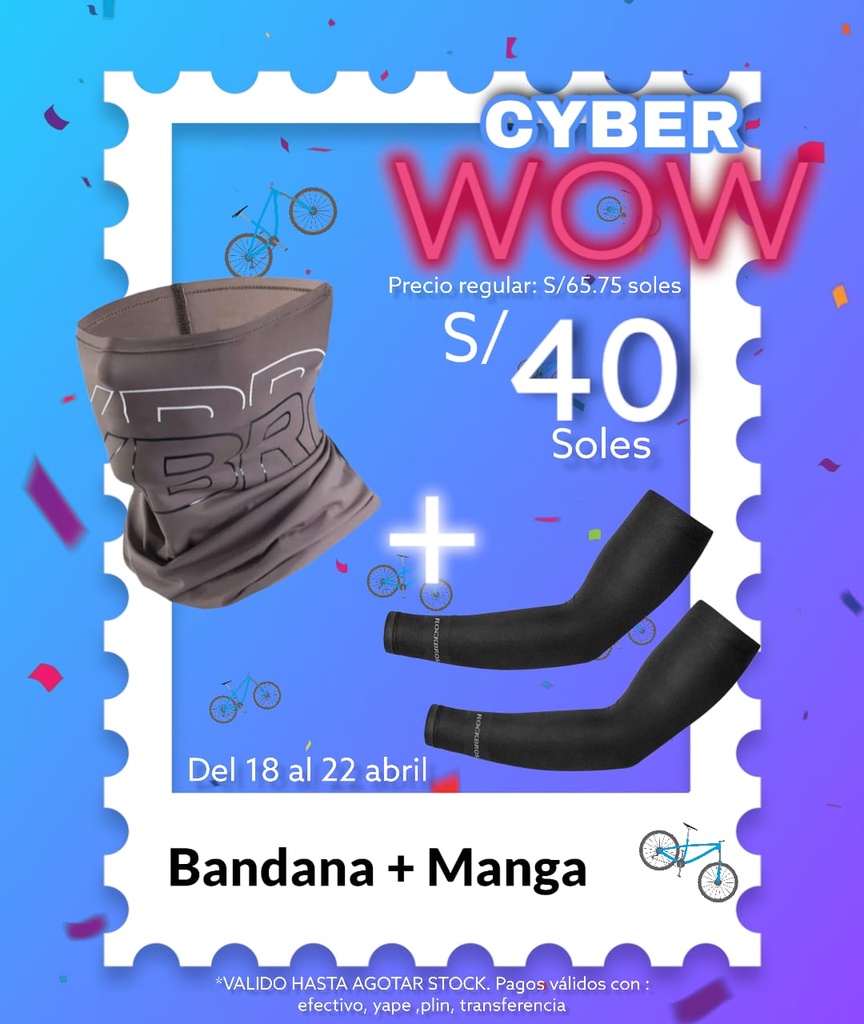 Pack Cyber WOW 6 [Bandana logo LF8049-4 + manga XT9002BK]