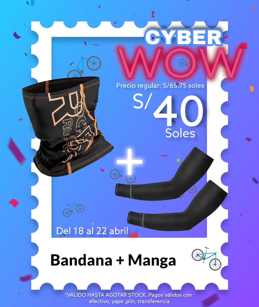 Pack Cyber WOW 7 [Bandana logo dorado LF8051 + manga XT9002BK]