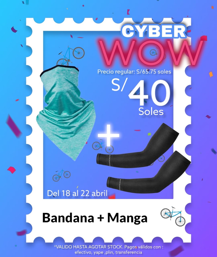 Pack Cyber WOW 10 [Bandana en V turquesa LF7159-4 + manga XT9002BK]