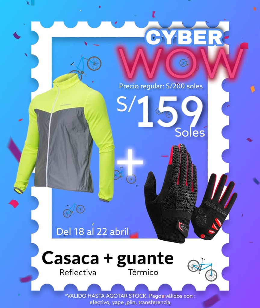 Pack Cyber WOW 20 [Casaca reflectiva FGY1003 + Guantes gel S169-1BR]