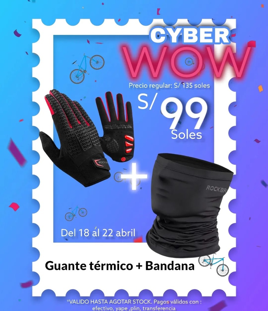 Pack Cyber WOW 21 [Guantes gel S169-1BR + Bandana amoldable WB-001]