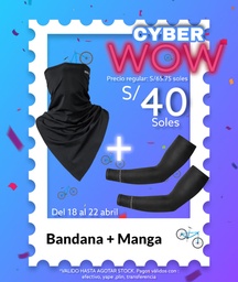 [PACK012] Pack Cyber WOW 9 [Bandana en V negra LF7159-3 + manga XT9002BK]