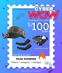 [PACK019] Pack Cyber WOW 16 RUNNING [Visera LF7628 + manga negra XT9002BK + canguro portabotella D36]